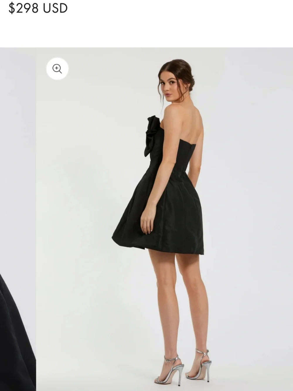 LBD Mac Duggal Black Strapless Bow Mini Dress - Picture 3 of 9